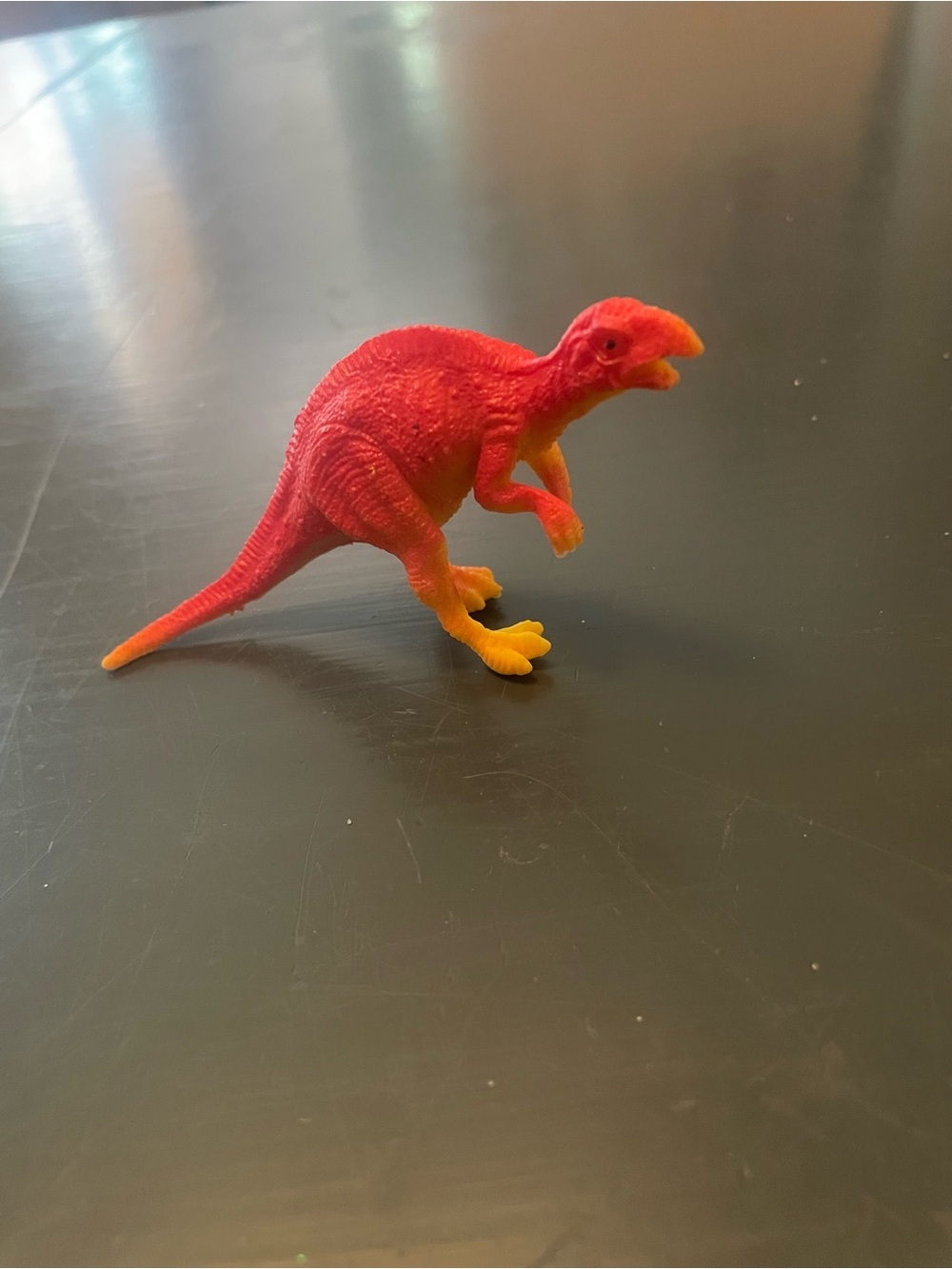 VELOCIRAPTOR FIGURE Red and Yellow Toy Dinosaur figurine small